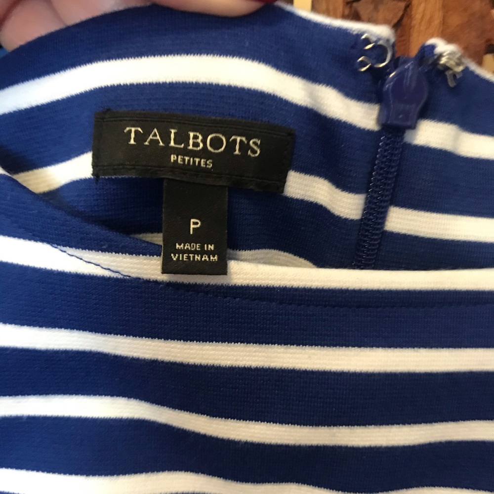 Talbots Navy & White Striped Sleeveless Midi Dress - Picture 2 of 2